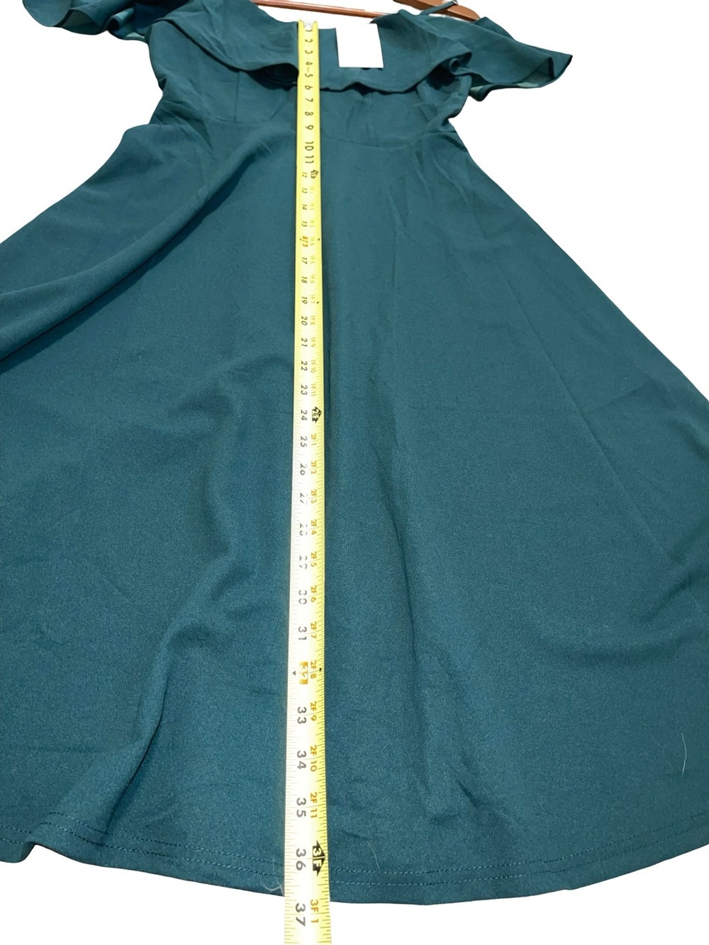 Bbonlinedress Green Off-the-Shoulder Ruffle Cocktail Midi Dress - Picture 9 of 12